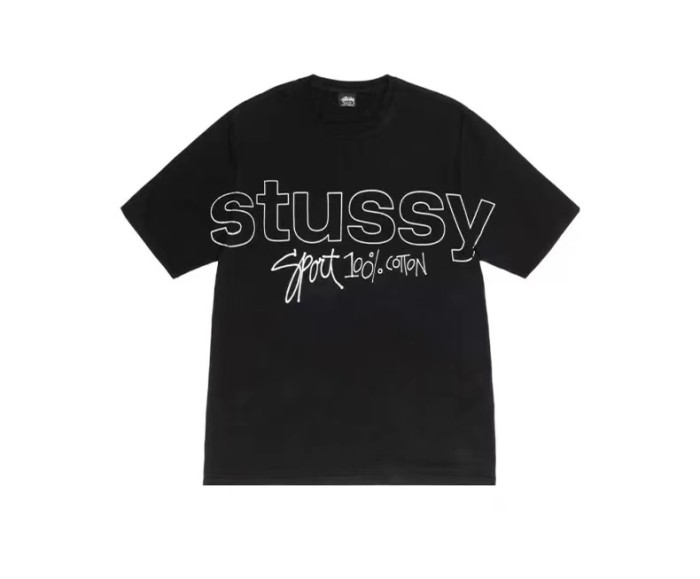 STUSSY HOLLOW LOGO TEE BLACK