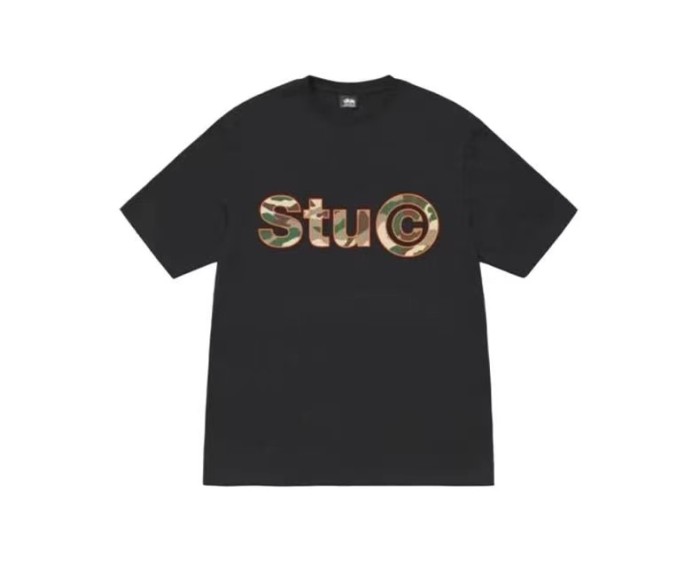 STUSSY CAMOUFLAGE LOGO TEE BLACK