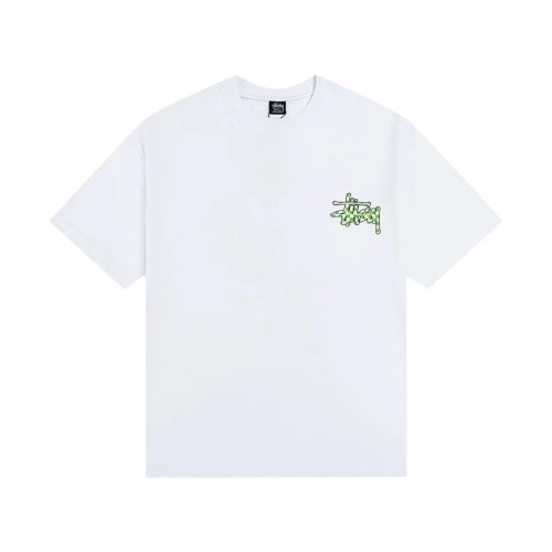 STUSSY PLAID LOGO TEE WHITE