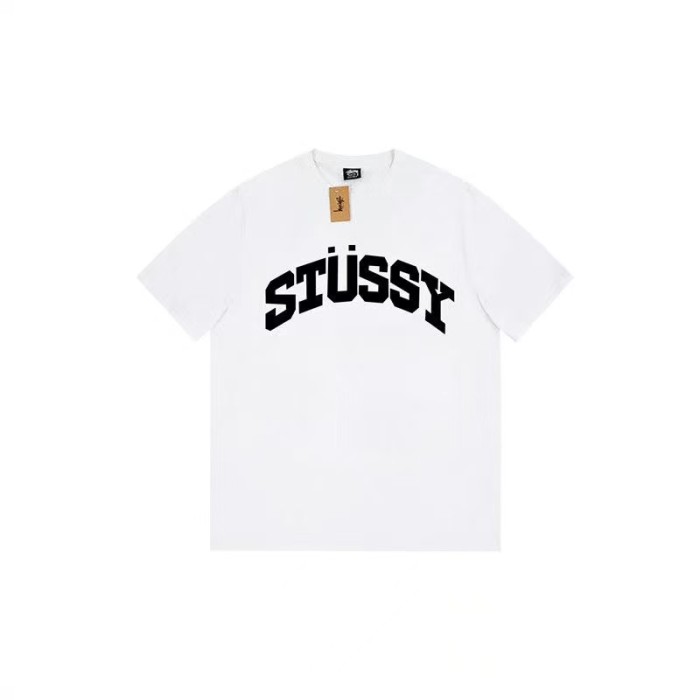 STUSSY BEND LOGO TEE WHITE