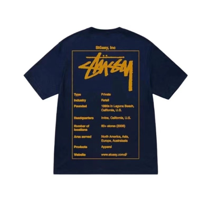 STUSSY ENCYCLOPEDIA LETTERS TEE NAVY