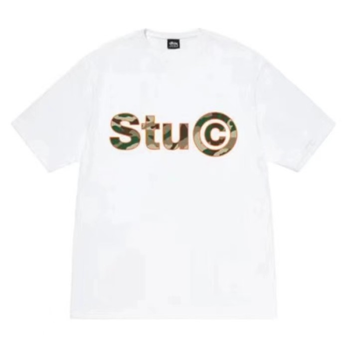 STUSSY CAMOUFLAGE LOGO TEE WHITE