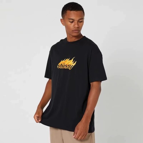 STUSSY FLAME TEE BLACK