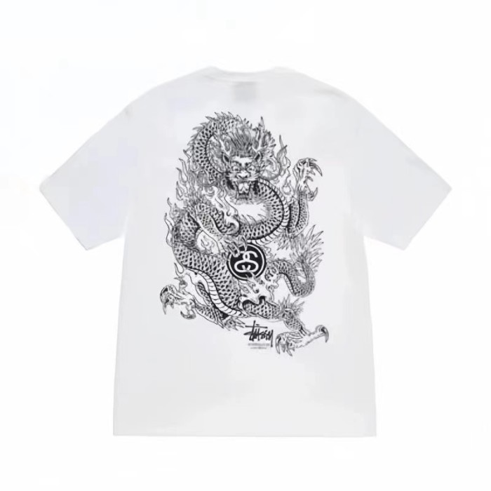 STUSSY DRAGON PRINT TEE WHITE