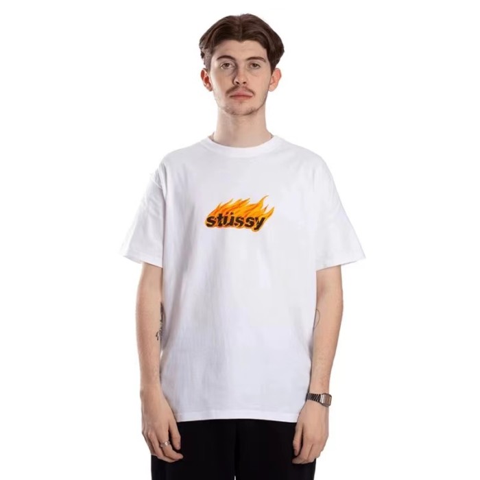 STUSSY FLAME TEE WHITE