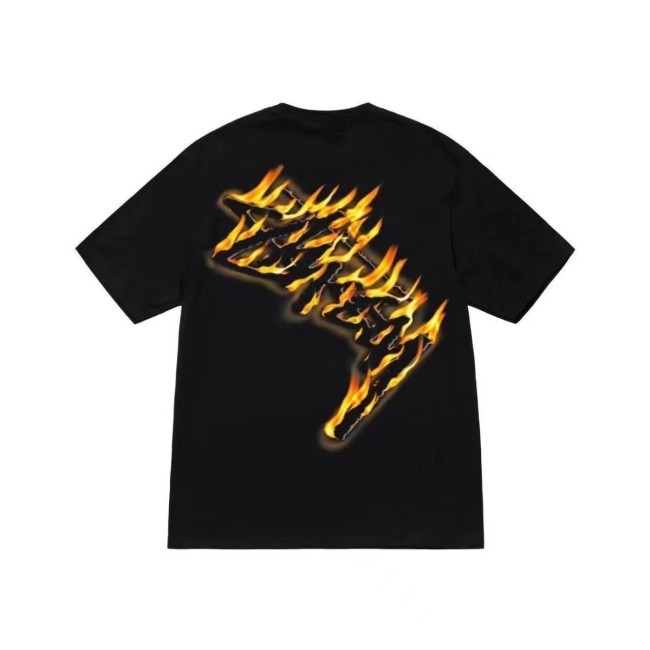 STUSSY BURNING FLAME TEE BLACK
