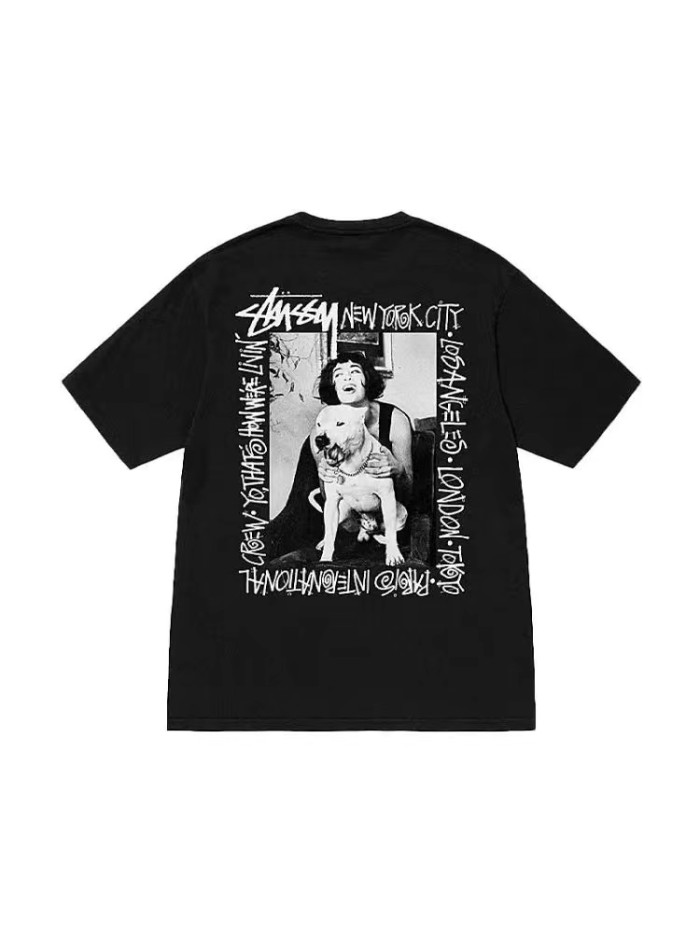 STUSSY DAILY LIFE PRINT TEE BLACK