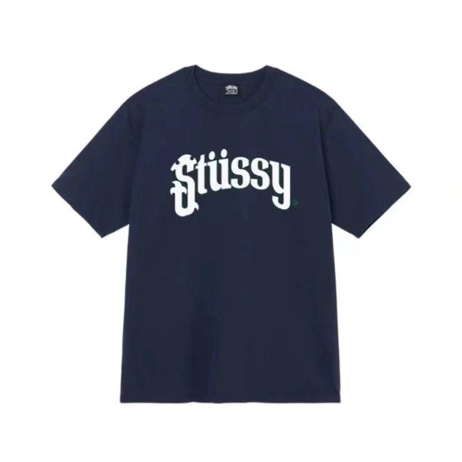 STUSSY LOGO PRINT TEE NAVY