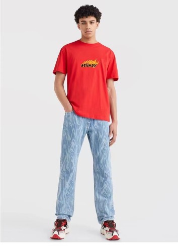 STUSSY FLAME TEE RED