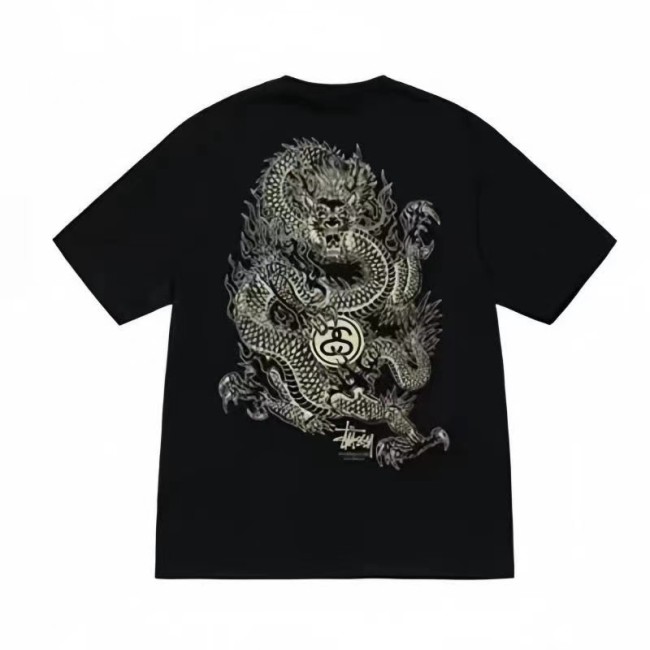 STUSSY DRAGON PRINT TEE BLACK