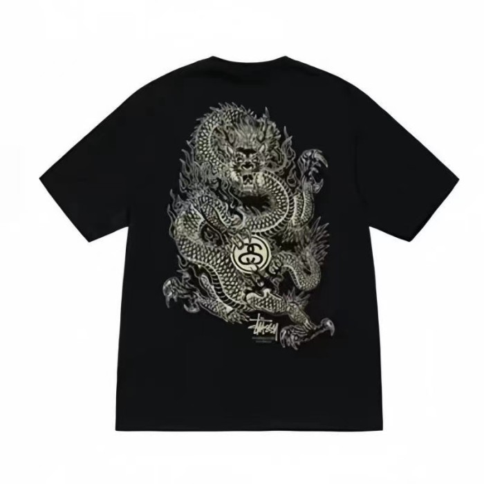 STUSSY DRAGON PRINT TEE BLACK