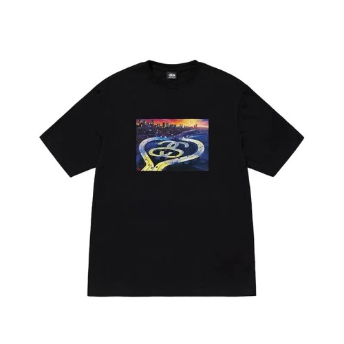 STUSSY HIGHWAY PRINT TEE BLACK