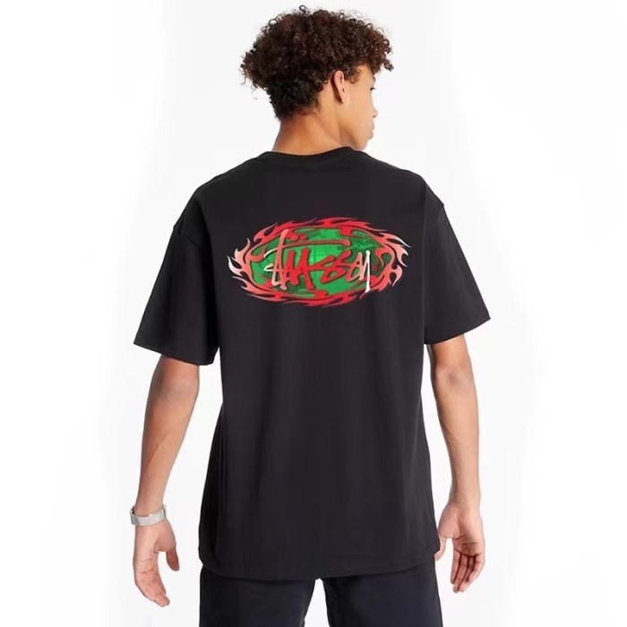 STUSSY BIG OVAL TEE BLACK
