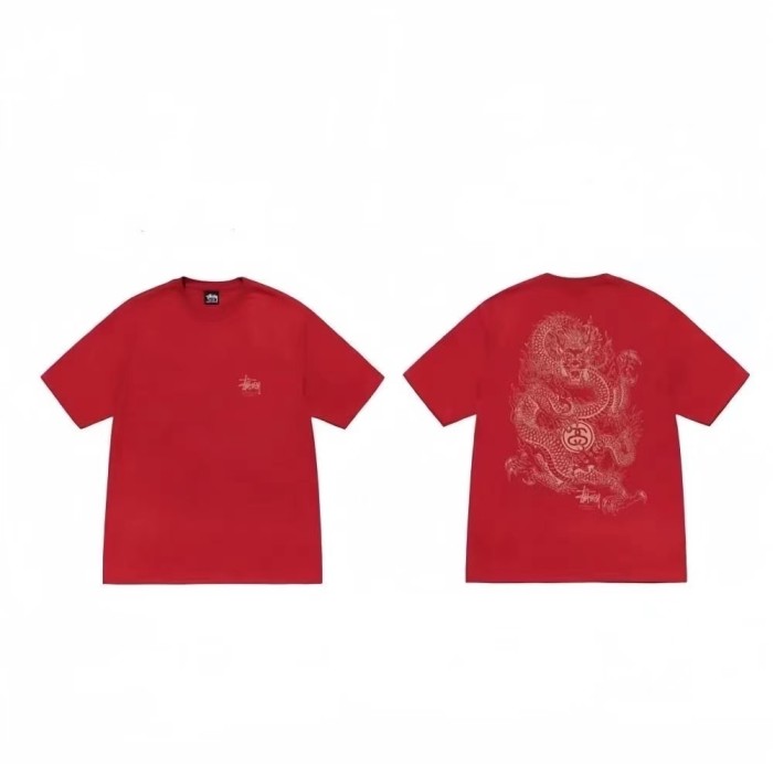 STUSSY DRAGON PRINT TEE RED