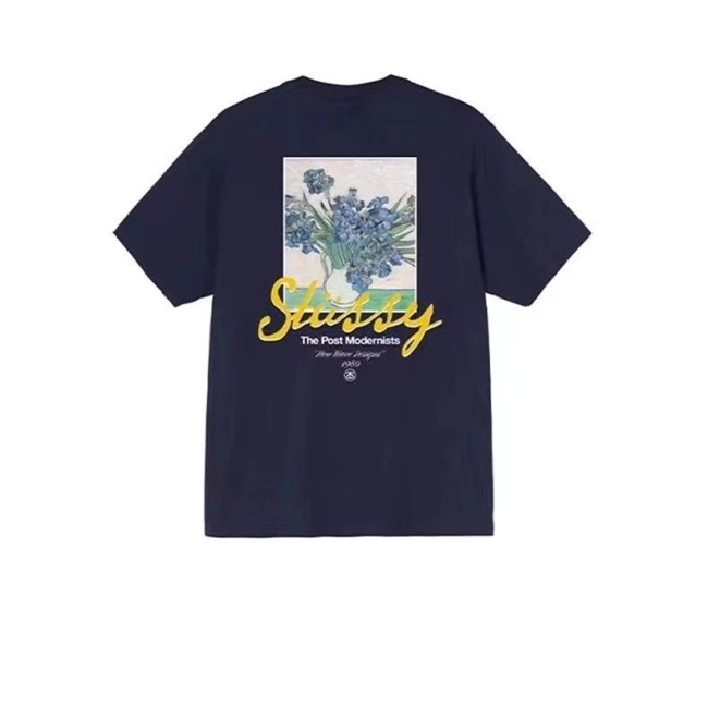 STUSSY  FLOWERS TEE NAVY