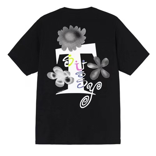 STUSSY  FLOWERS TEE BLACK