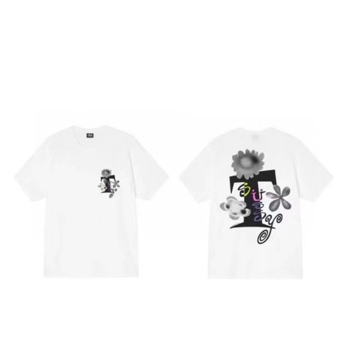 STUSSY  FLOWERS TEE WHITE