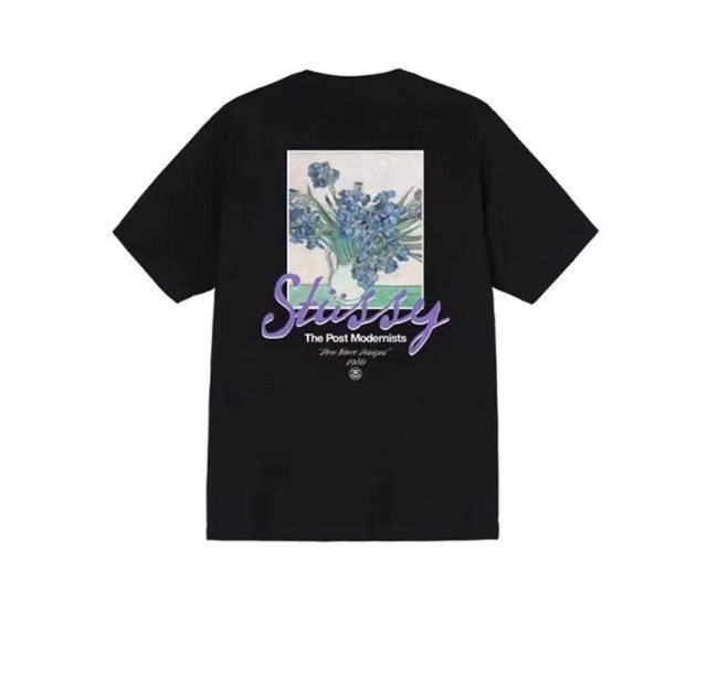 STUSSY  FLOWERS TEE BLACK