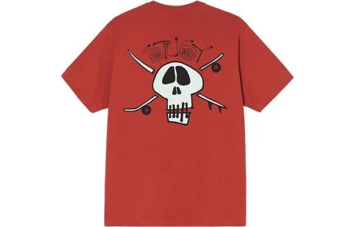 STUSSY  SKELETON TEE RED
