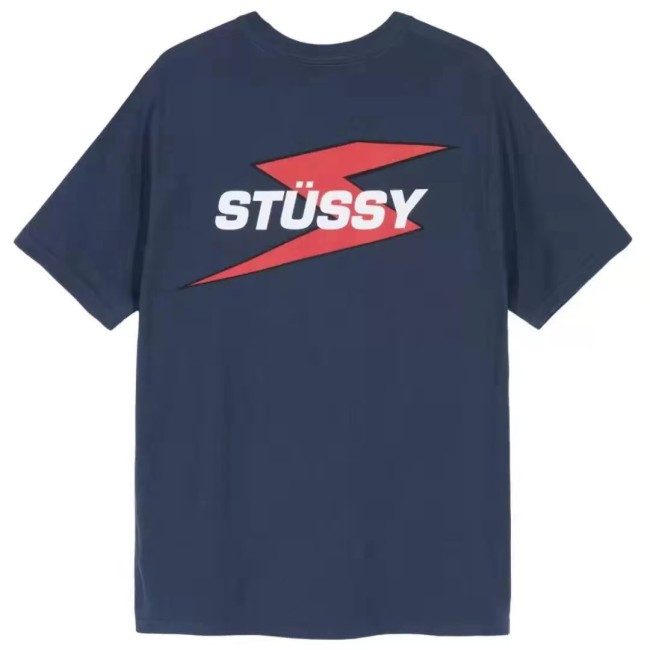 STUSSY LIGHTNING PRINT TEE NAVY