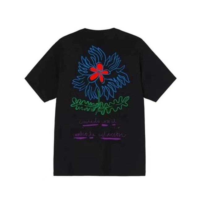 STUSSY FLOWER TEE BLACK