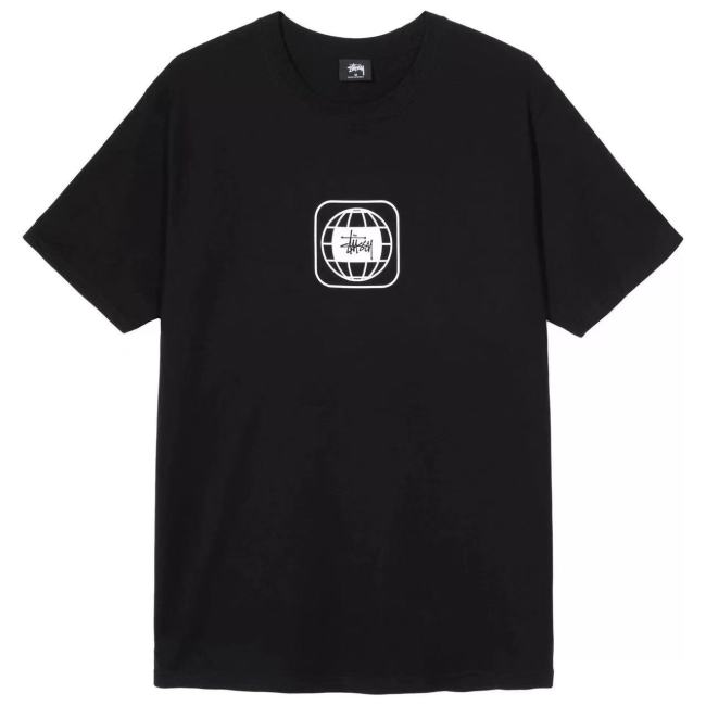 STUSSY EARTH PRINT TEE BLACK