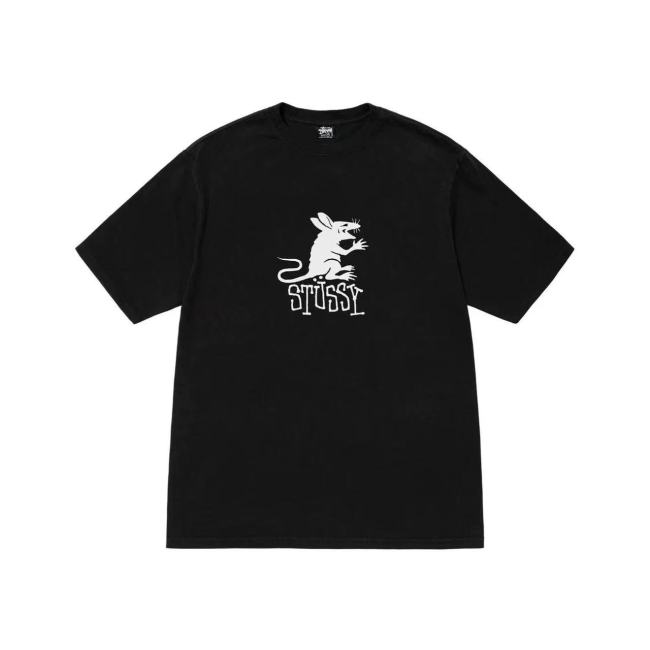 STUSSY MOUSE PRINT TEE BLACK