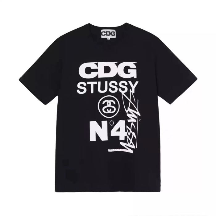 STUSSY ×CDG LOGO PRINT TEE BLACK