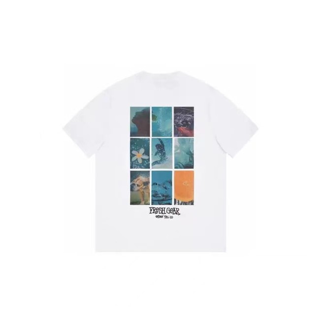 STUSSY OCEAN PRINT TEE WHITE