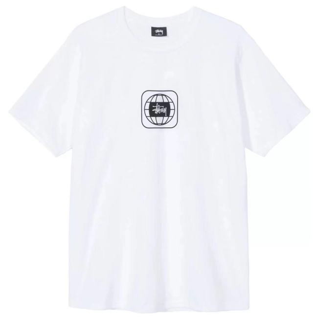 STUSSY EARTH PRINT TEE WHITE