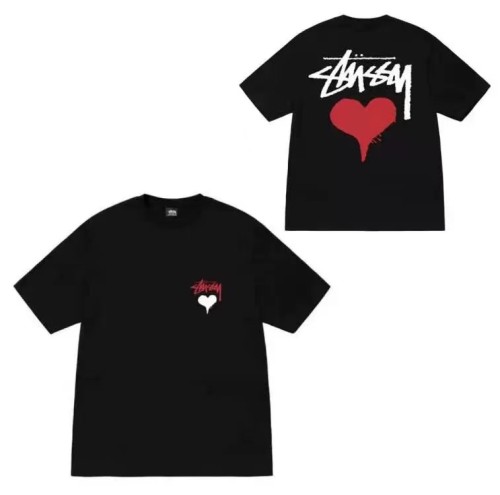 STUSSY HEARTS LOGO TEE BLACK