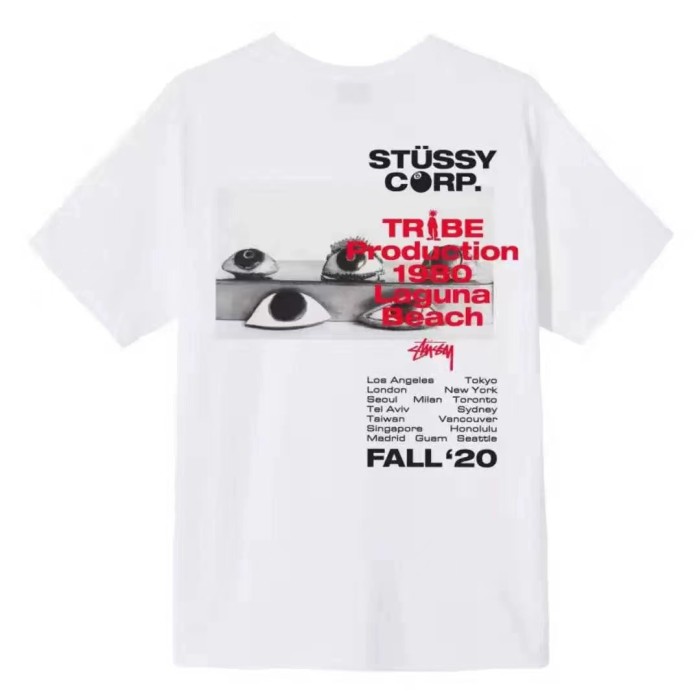 STUSSY EYEBALL TRIBE TEE WHITE