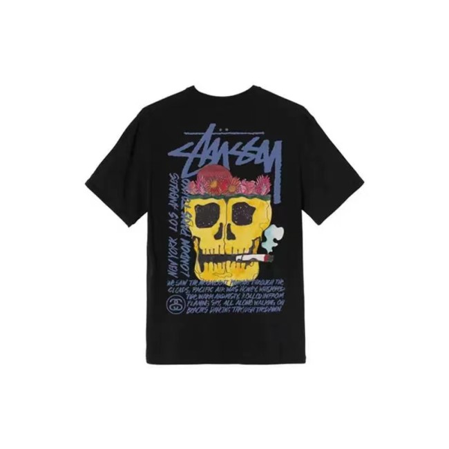 STUSSY SKULL PRINT TEE BLACK