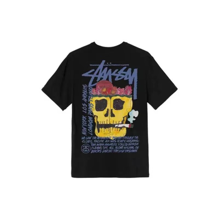 STUSSY SKULL PRINT TEE BLACK