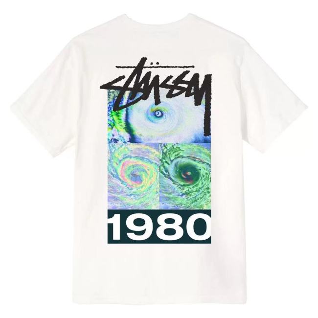 STUSSY EYE OF THE STORM PRINT TEE WHITE