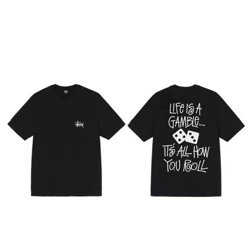 STUSSY LIFE IS A GAMBLE PRINT TEE BLACK