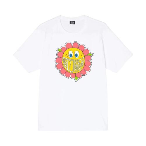 STUSSY SUNFLOWER PRINT TEE WHITE