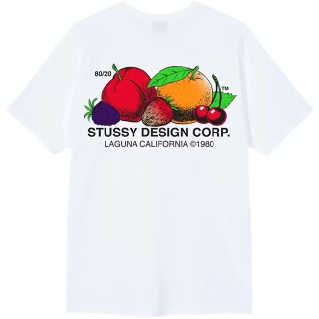 STUSSY FRUIT PRINT TEE BLACK