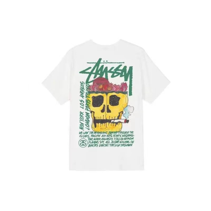 STUSSY SKULL PRINT TEE WHITE