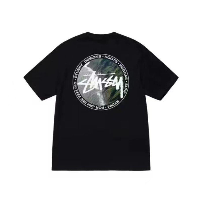 STUSSY COASTLINE PRINT TEE BLACK