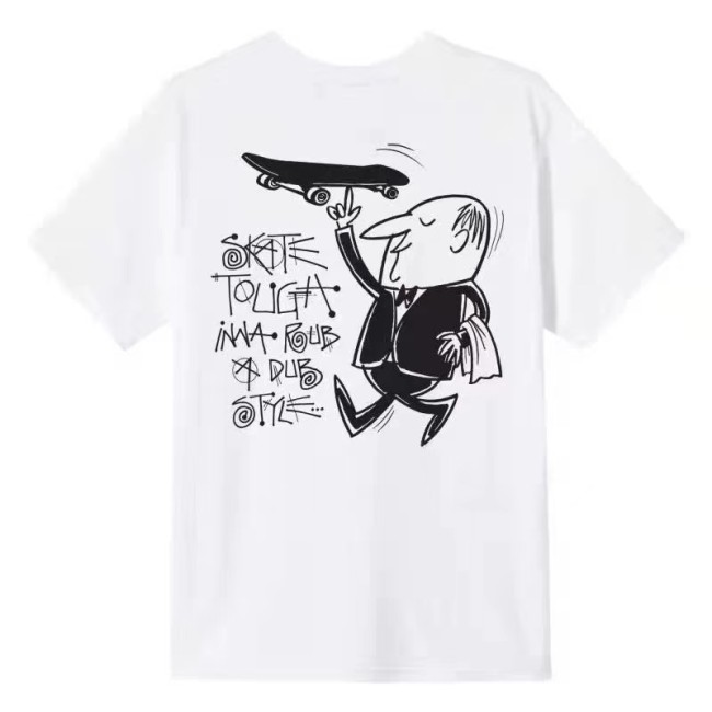 STUSSY WAITER PRINT TEE WHITE