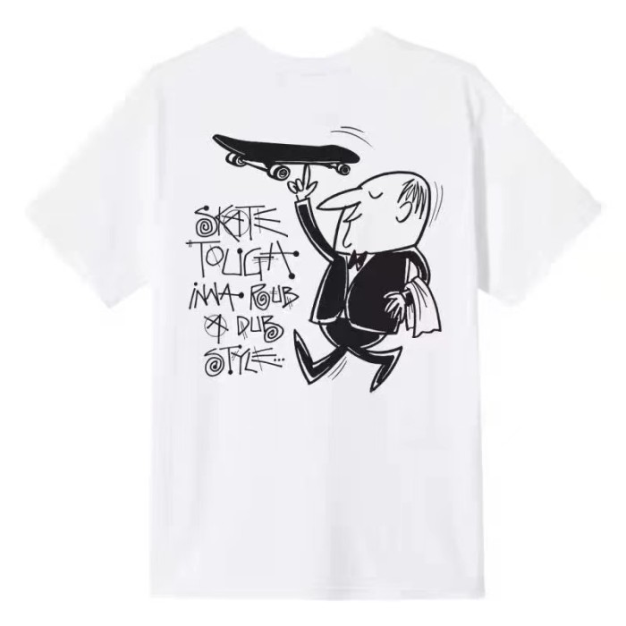 STUSSY WAITER PRINT TEE WHITE