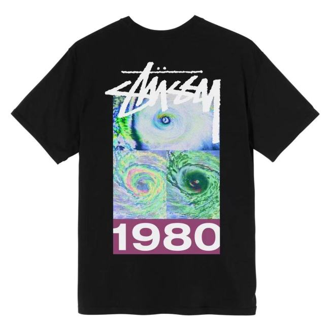 STUSSY EYE OF THE STORM PRINT TEE BLACK