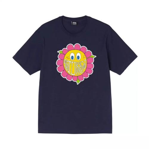 STUSSY SUNFLOWER PRINT TEE NAVY