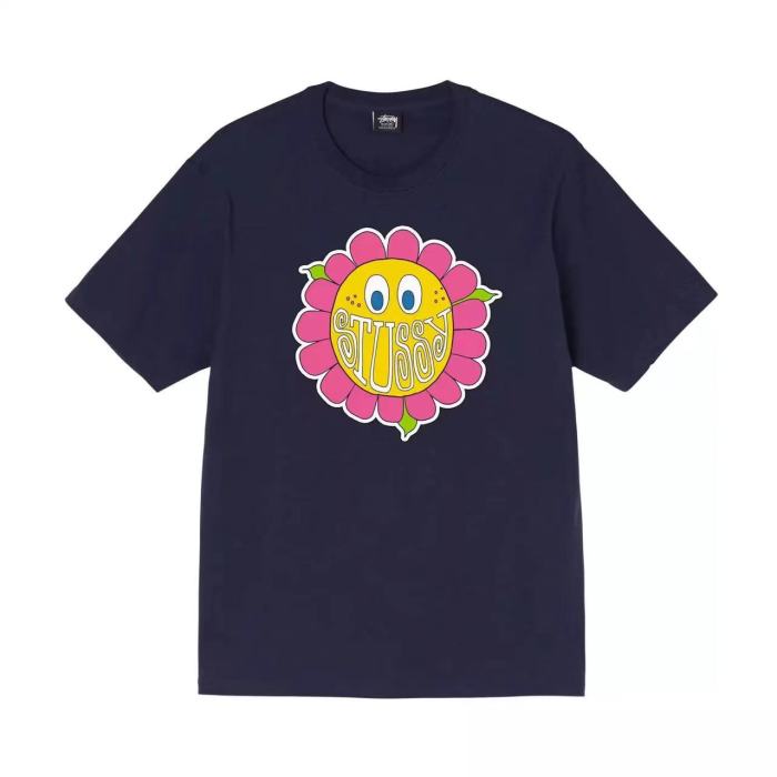 STUSSY SUNFLOWER PRINT TEE NAVY