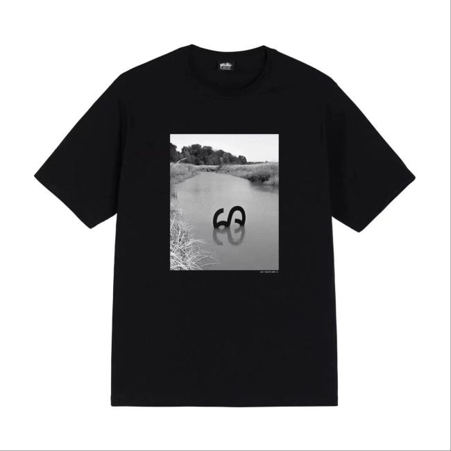 STUSSY LAKE REFLECTION PRINT TEE BLACK