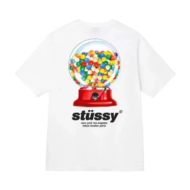 STUSSY BUBBLE GUM PRINT TEE WHITE