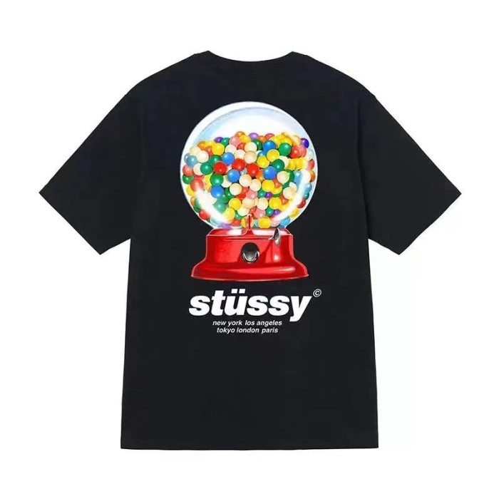 STUSSY BUBBLE GUM PRINT TEE BLACK