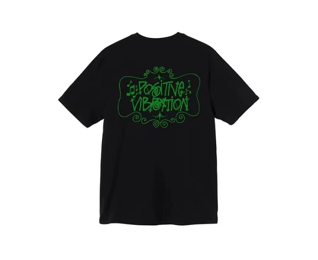 STUSSY MUSICAL NOTES TEE BLACK