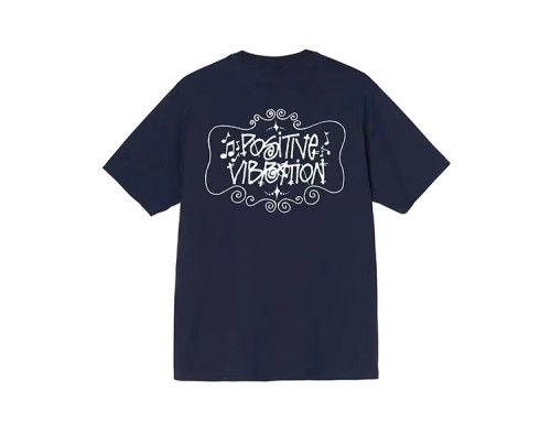 STUSSY MUSICAL NOTES TEE NAVY